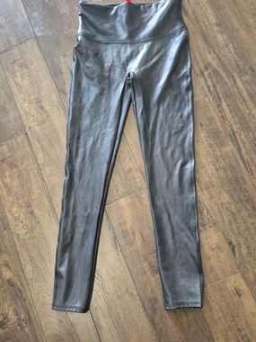 Spanx Faux Leather High-Waist Leggings in Charcoal